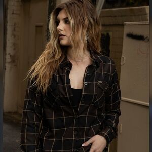 DIXXON Black and Brown Plaid Flannel Shirt